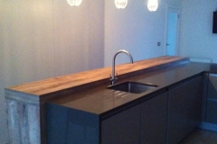 Luna Sand Quartz Worktop with single sink cut out with flutes & an End Gable