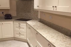Silver Sea Quartz Worktop, Upstands & Splashback