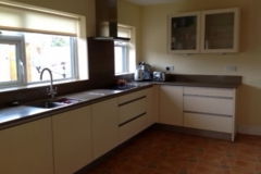 Emerald Quartz Worktop, Upstands, Splashback, Window Boards, Full Bullnose Edge Polishing & Recessed Draining Board