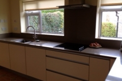Emerald Quartz Worktop, Upstands, Splashback, Window Boards, Full Bullnose Edge Polishing & Recessed Draining Board