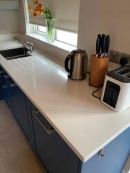Crystal Ivory Quartz Worktop, Upstands, & Window Board