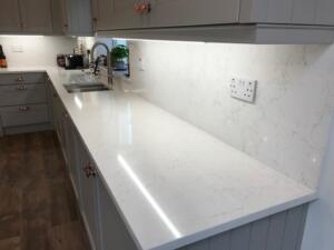 Valley White Quartz Worktop & Wall Cladding