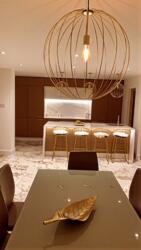 20mm Calacatta Quartz Worktop, Wall Cladding & Mitred End Gables