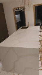 20mm Calacatta Quartz Island Top & Mitred End Gables