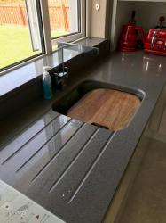 Sparkling Grey Quartz Worktop, Upstands & Window Board